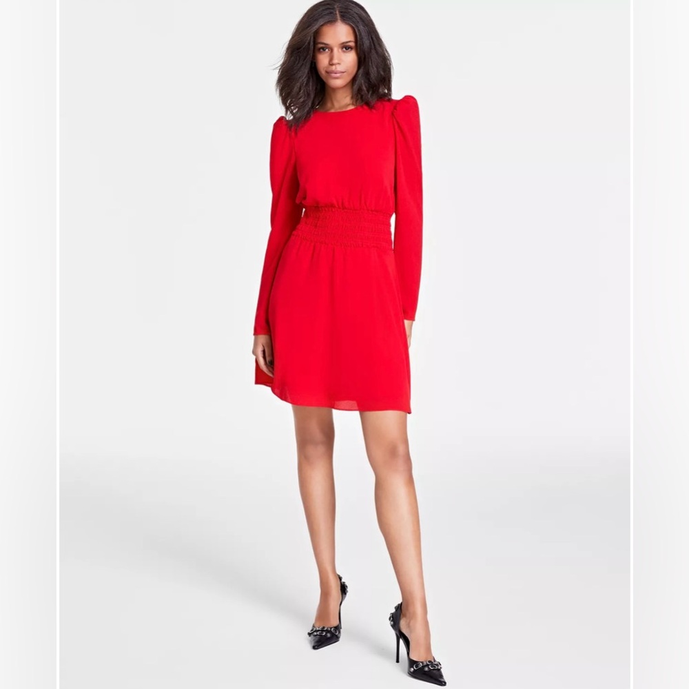 NWT Bar III Red Smocked Mini Dress Medium